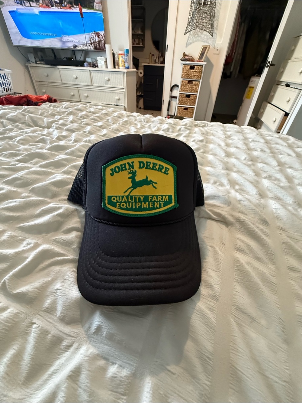 John Deere Black Cap with Green and Yellow Patch